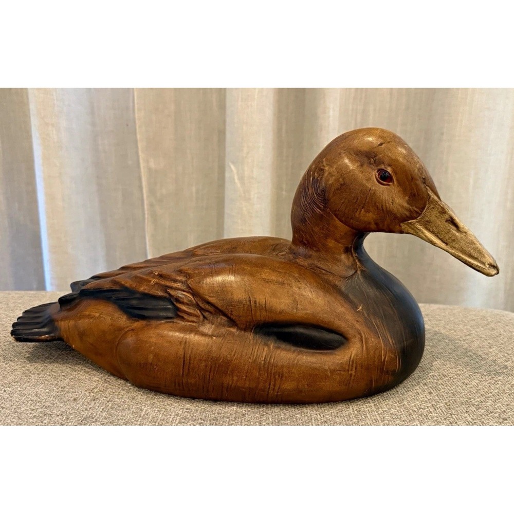 Vintage Tannereye Leather Duck Decoy 18" Signed PEI Canada Folk Art